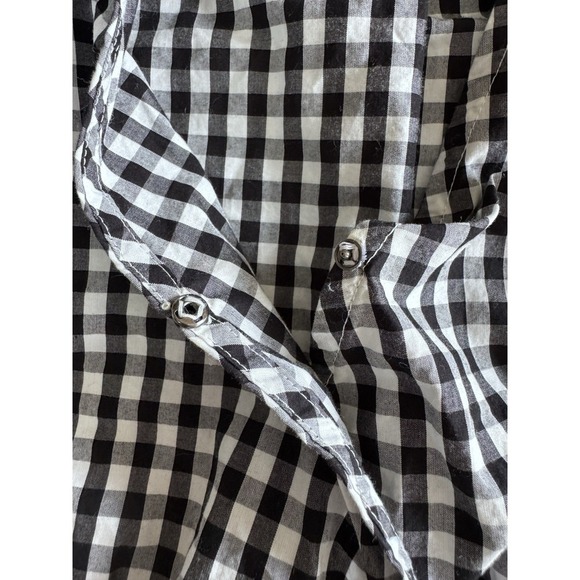 Madewell Flutter Sleeve Side Tie Wrap Top Plaid Checkered Black Size XS Cotton - Picture 4 of 10